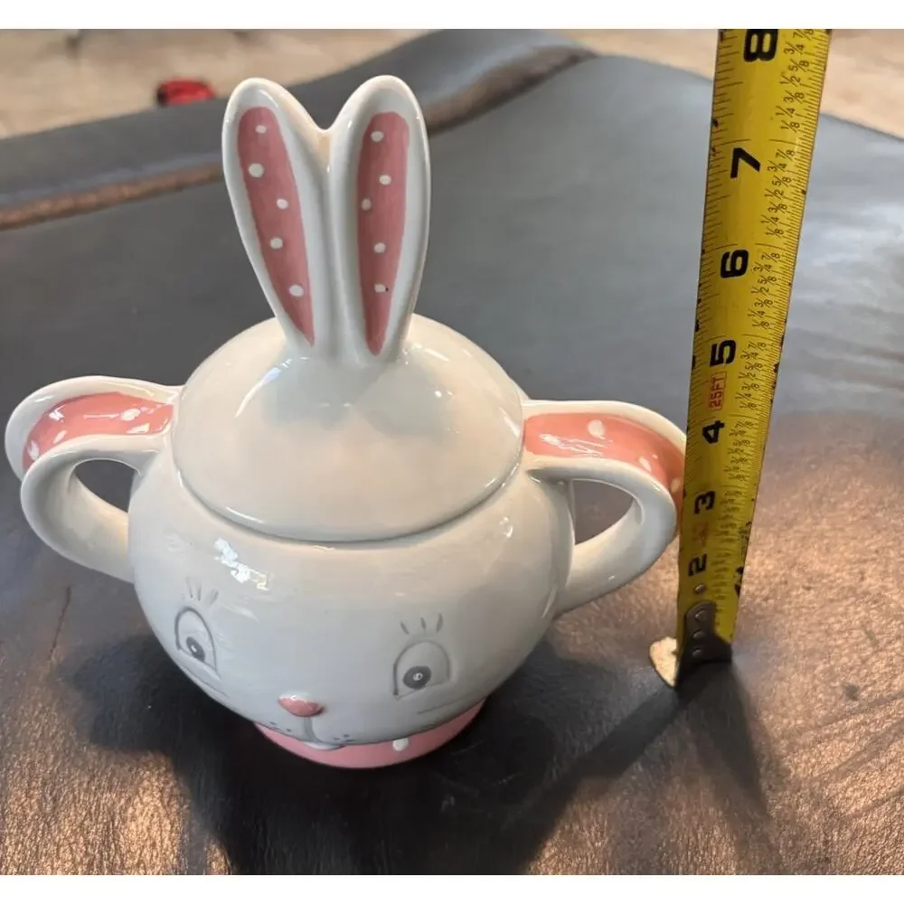 Johanna Parker Transpac Easter‎ Bunny Rabbit Mug Covered Cup Decor Pink White